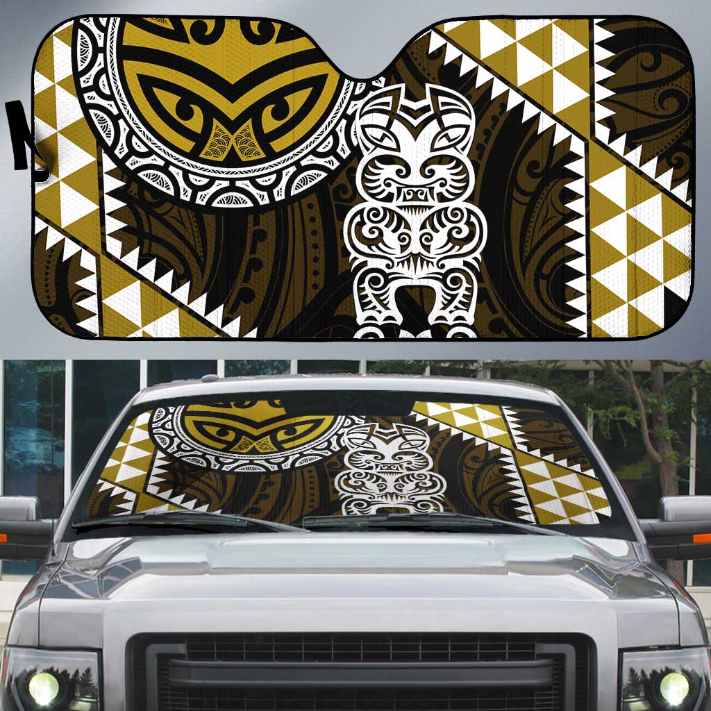 Yellow Aotearoa Niho Taniwha Auto Sun Shade Maori Mythology Tooth - Taniko Motifs - Aussie Hoodie