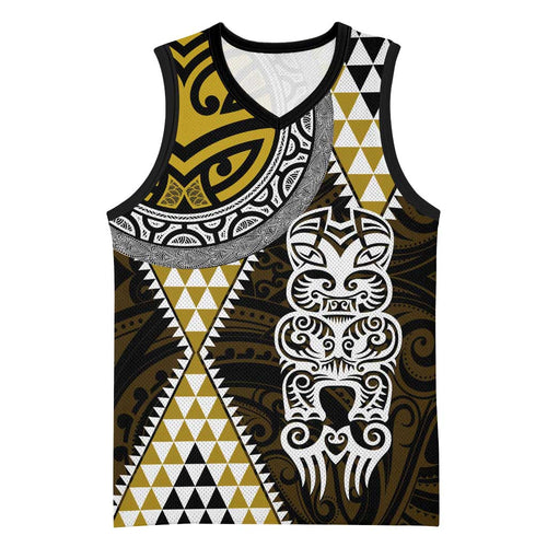 Yellow Aotearoa Niho Taniwha Basketball Jersey Maori Mythology Tooth - Taniko Motifs - Aussie Hoodie
