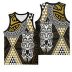 Yellow Aotearoa Niho Taniwha Basketball Jersey Maori Mythology Tooth - Taniko Motifs - Aussie Hoodie