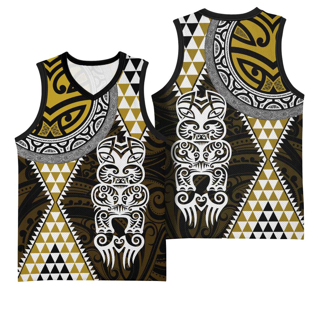 Yellow Aotearoa Niho Taniwha Basketball Jersey Maori Mythology Tooth - Taniko Motifs - Aussie Hoodie