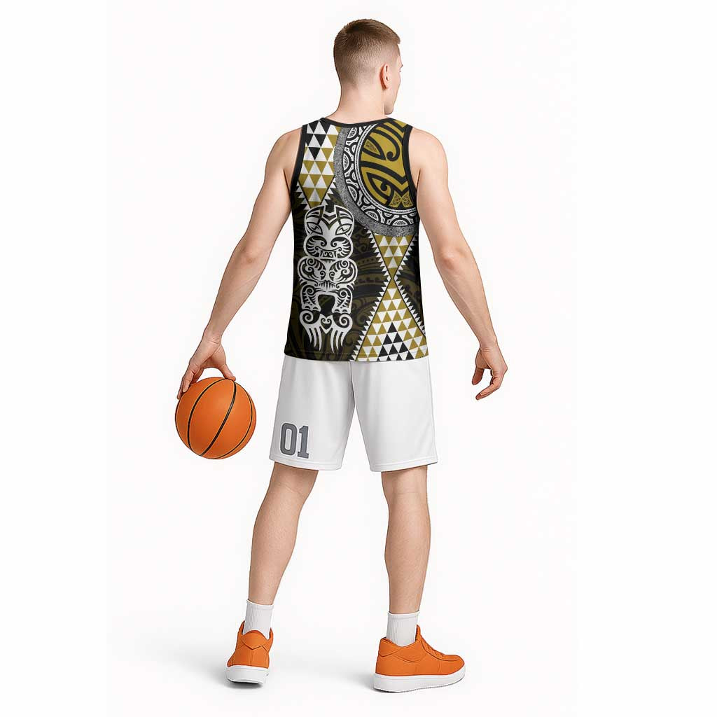 Yellow Aotearoa Niho Taniwha Basketball Jersey Maori Mythology Tooth - Taniko Motifs - Aussie Hoodie