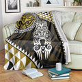 Yellow Aotearoa Niho Taniwha Blanket Maori Mythology Tooth - Taniko Motifs