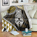 Yellow Aotearoa Niho Taniwha Blanket Maori Mythology Tooth - Taniko Motifs