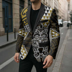 Yellow Aotearoa Niho Taniwha Blazer Maori Mythology Tooth - Taniko Motifs - Aussie Hoodie