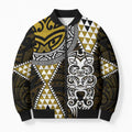 Yellow Aotearoa Niho Taniwha Bomber Puffer Jacket Maori Mythology Tooth - Taniko Motifs - Aussie Hoodie