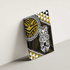 Yellow Aotearoa Niho Taniwha Canvas Wall Art Maori Mythology Tooth - Taniko Motifs