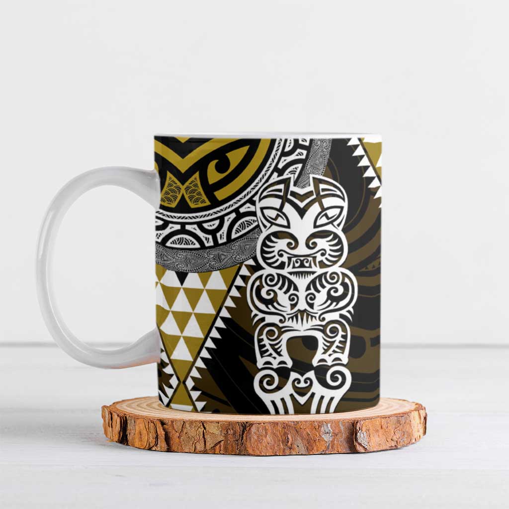 Yellow Aotearoa Niho Taniwha Ceramic Mug Maori Mythology Tooth - Taniko Motifs - Aussie Hoodie