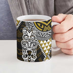 Yellow Aotearoa Niho Taniwha Ceramic Mug Maori Mythology Tooth - Taniko Motifs - Aussie Hoodie