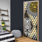 Yellow Aotearoa Niho Taniwha Door Cover Maori Mythology Tooth - Taniko Motifs - Aussie Hoodie