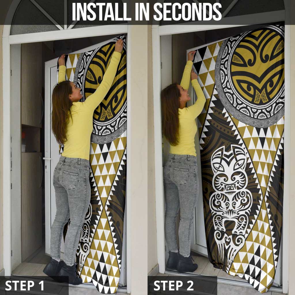 Yellow Aotearoa Niho Taniwha Door Cover Maori Mythology Tooth - Taniko Motifs - Aussie Hoodie