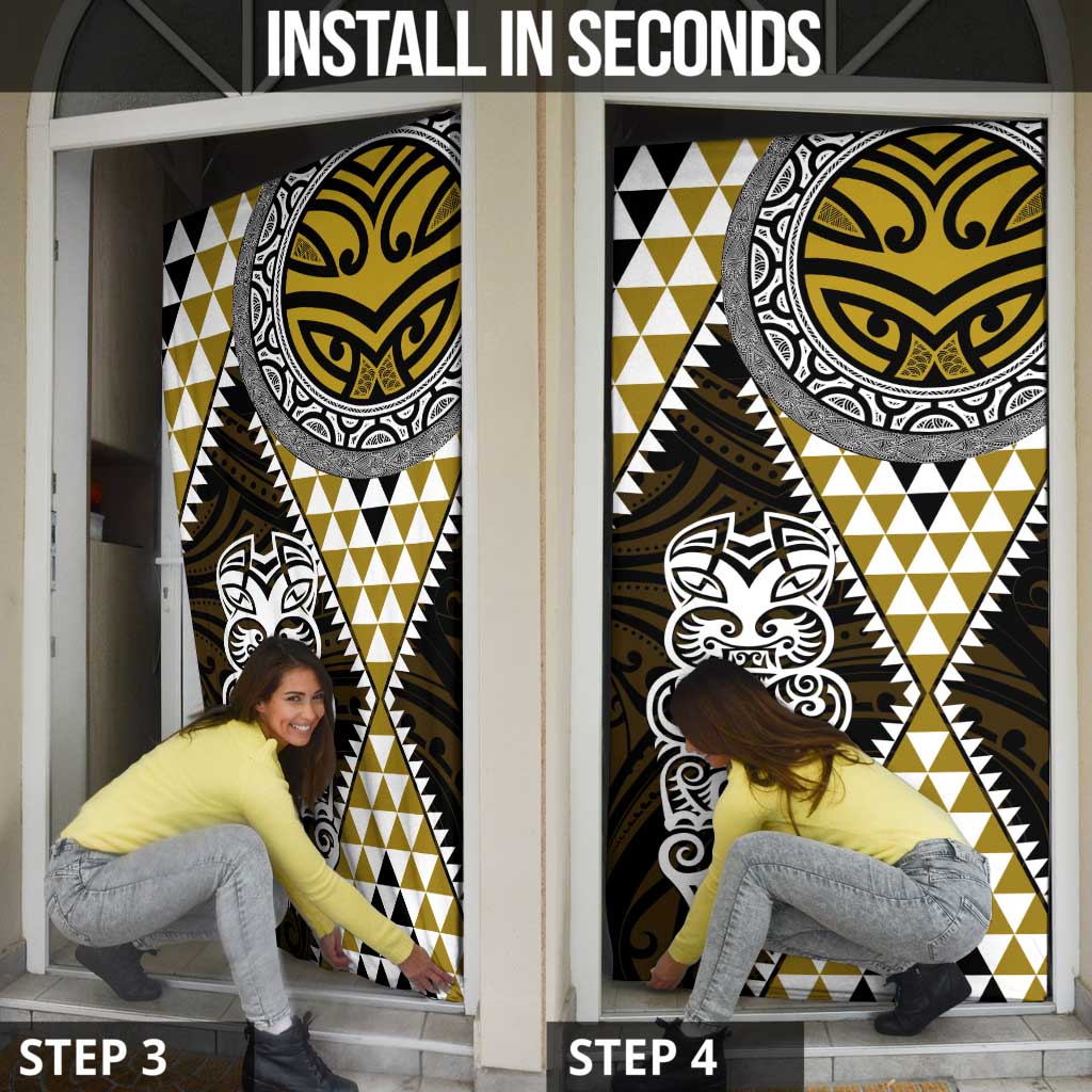 Yellow Aotearoa Niho Taniwha Door Cover Maori Mythology Tooth - Taniko Motifs - Aussie Hoodie