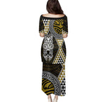 Yellow Aotearoa Niho Taniwha Family Matching Puletasi and Hawaiian Shirt Maori Mythology Tooth - Taniko Motifs