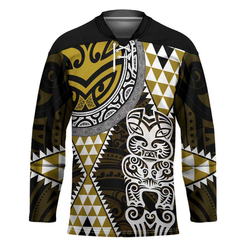 Yellow Aotearoa Niho Taniwha Hockey Jersey Maori Mythology Tooth - Taniko Motifs - Aussie Hoodie
