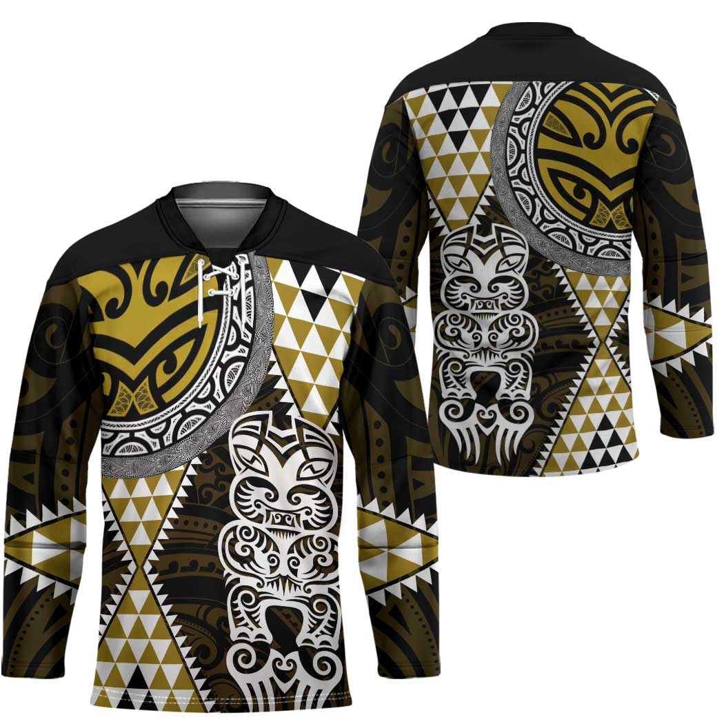 Yellow Aotearoa Niho Taniwha Hockey Jersey Maori Mythology Tooth - Taniko Motifs - Aussie Hoodie