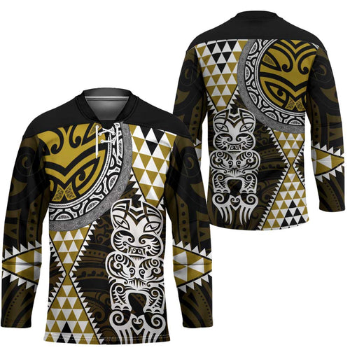 Yellow Aotearoa Niho Taniwha Hockey Jersey Maori Mythology Tooth - Taniko Motifs - Aussie Hoodie