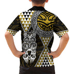 Yellow Aotearoa Niho Taniwha Kid Hawaiian Shirt Maori Mythology Tooth - Taniko Motifs