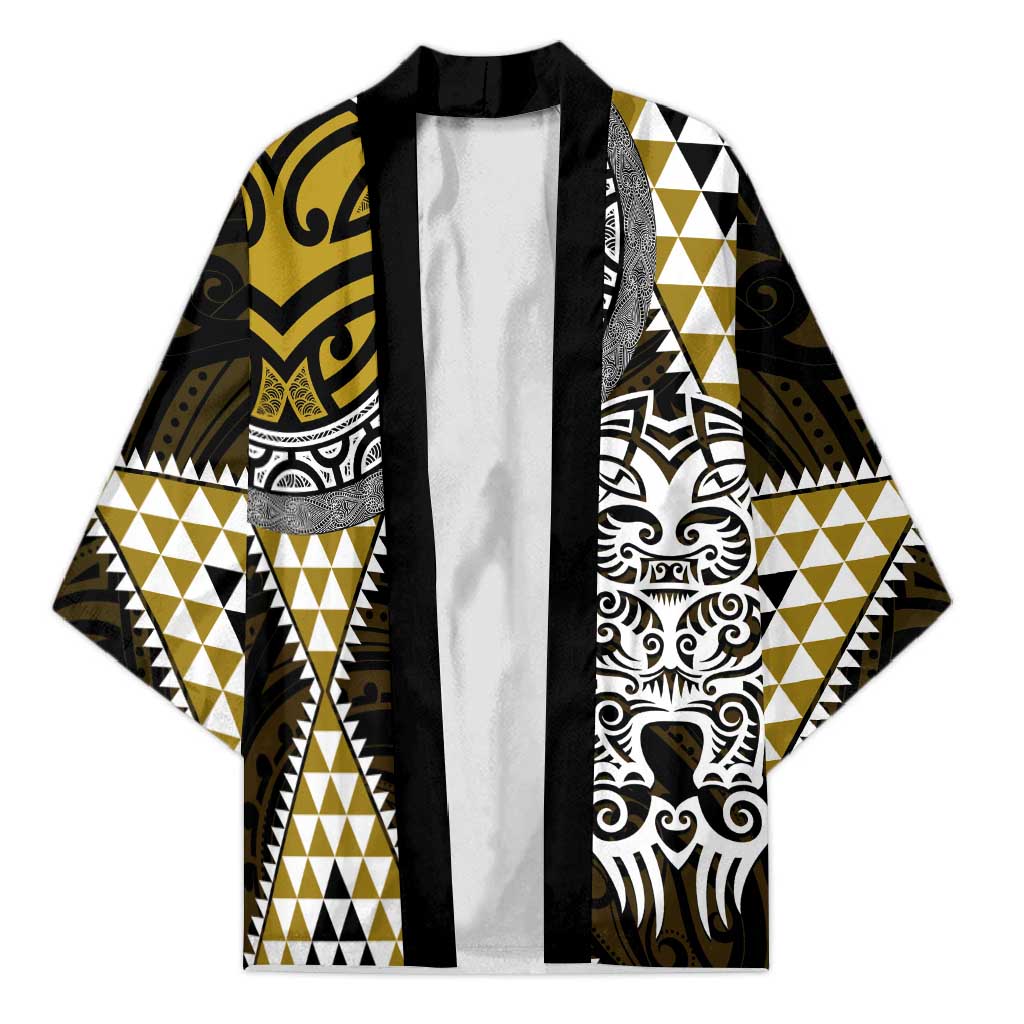 Yellow Aotearoa Niho Taniwha Kimono Maori Mythology Tooth - Taniko Motifs - Aussie Hoodie