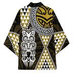 Yellow Aotearoa Niho Taniwha Kimono Maori Mythology Tooth - Taniko Motifs - Aussie Hoodie