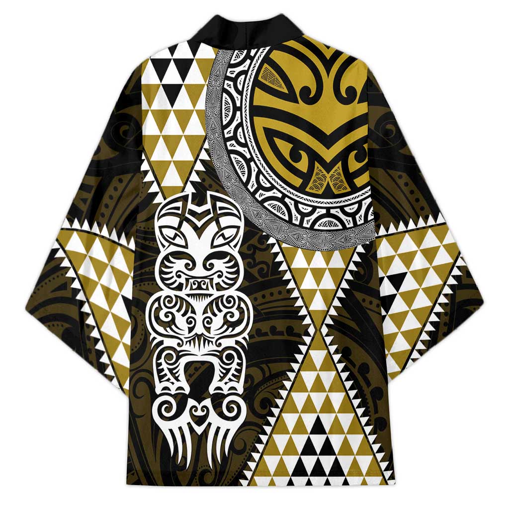Yellow Aotearoa Niho Taniwha Kimono Maori Mythology Tooth - Taniko Motifs - Aussie Hoodie