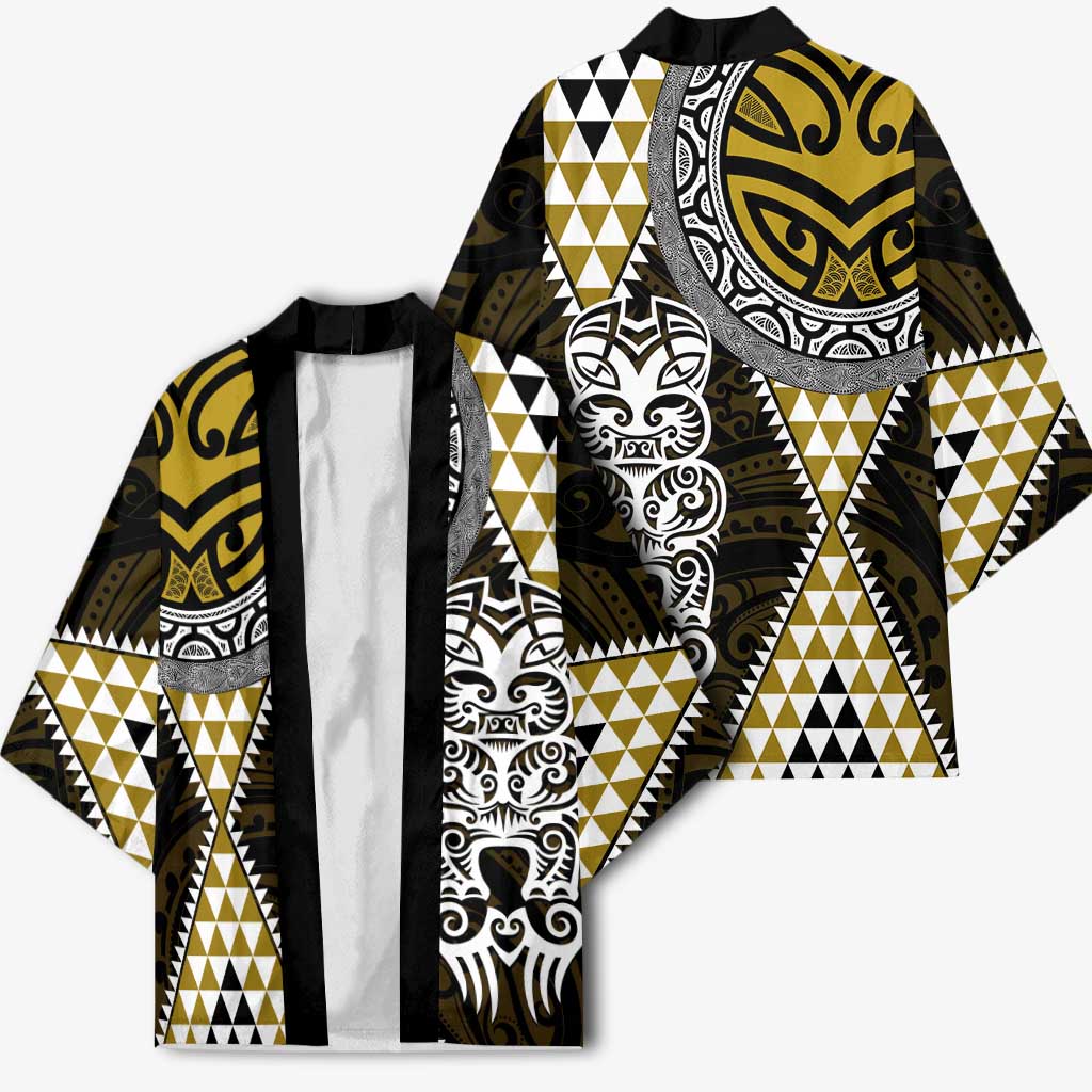 Yellow Aotearoa Niho Taniwha Kimono Maori Mythology Tooth - Taniko Motifs - Aussie Hoodie