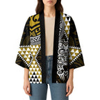 Yellow Aotearoa Niho Taniwha Kimono Maori Mythology Tooth - Taniko Motifs - Aussie Hoodie