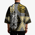 Yellow Aotearoa Niho Taniwha Kimono Maori Mythology Tooth - Taniko Motifs - Aussie Hoodie