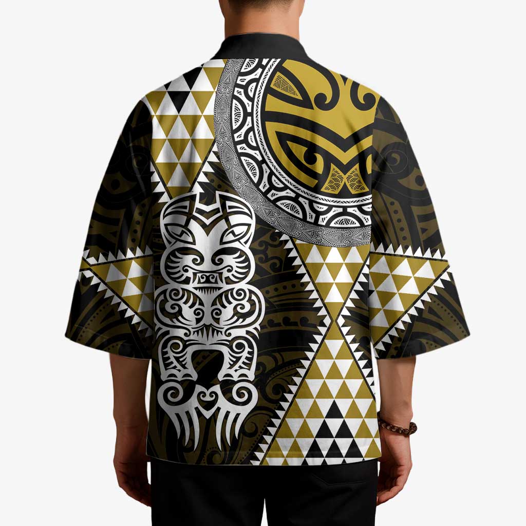 Yellow Aotearoa Niho Taniwha Kimono Maori Mythology Tooth - Taniko Motifs - Aussie Hoodie