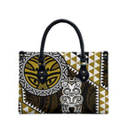 Yellow Aotearoa Niho Taniwha Leather Bag Maori Mythology Tooth - Taniko Motifs - Aussie Hoodie