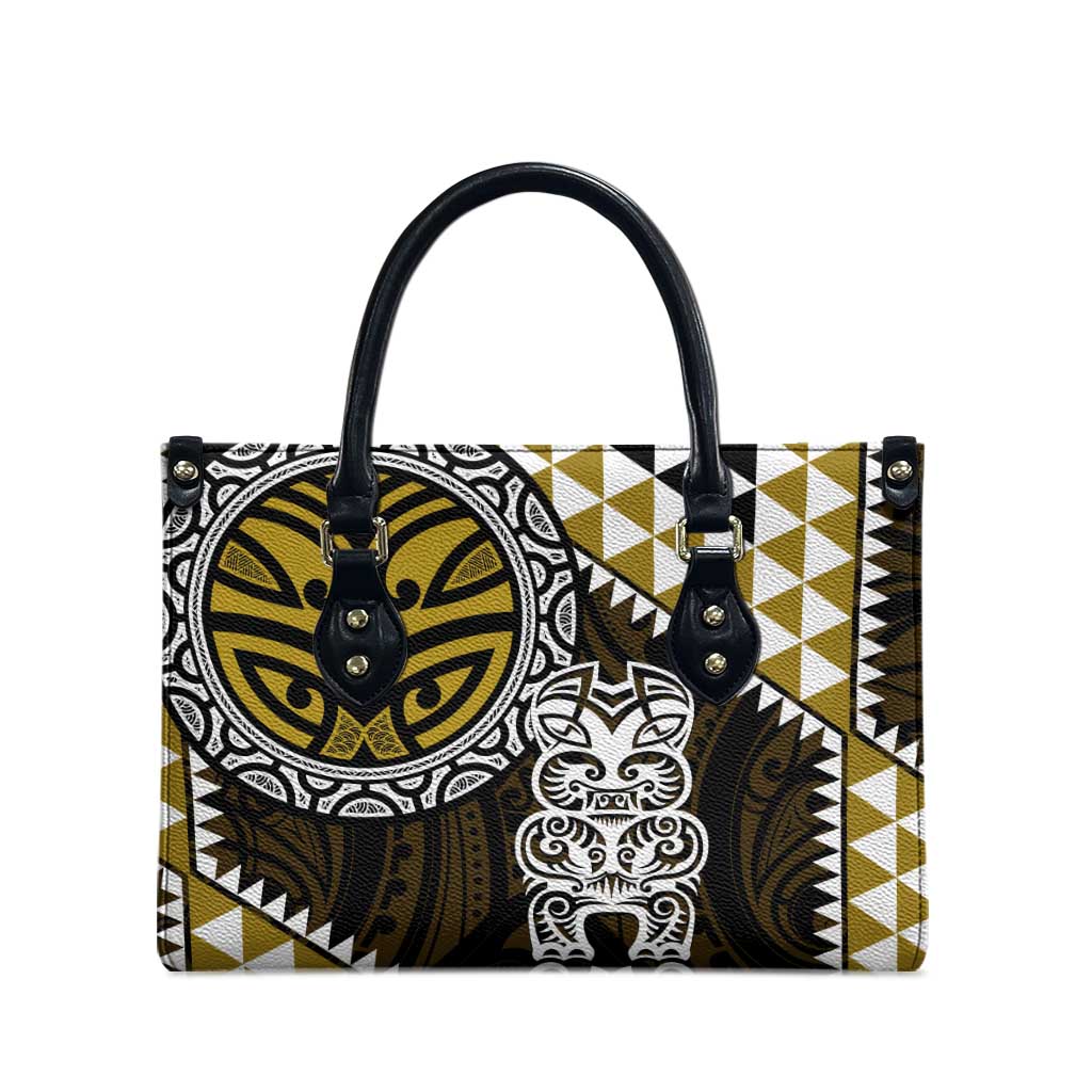 Yellow Aotearoa Niho Taniwha Leather Bag Maori Mythology Tooth - Taniko Motifs - Aussie Hoodie