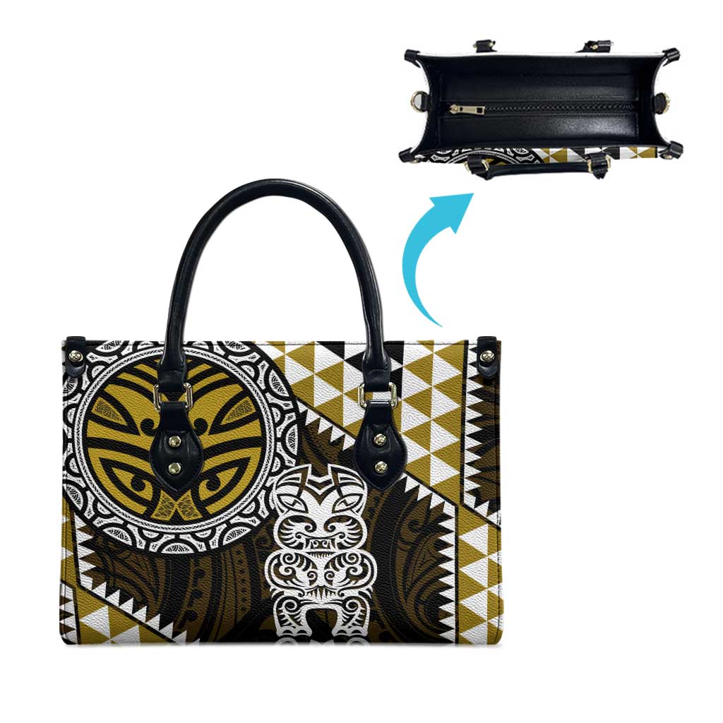 Yellow Aotearoa Niho Taniwha Leather Bag Maori Mythology Tooth - Taniko Motifs - Aussie Hoodie