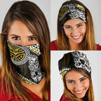 Yellow Aotearoa Niho Taniwha Neck Gaiter Maori Mythology Tooth - Taniko Motifs - Aussie Hoodie