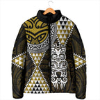Yellow Aotearoa Niho Taniwha Padded Jacket Maori Mythology Tooth - Taniko Motifs - Aussie Hoodie