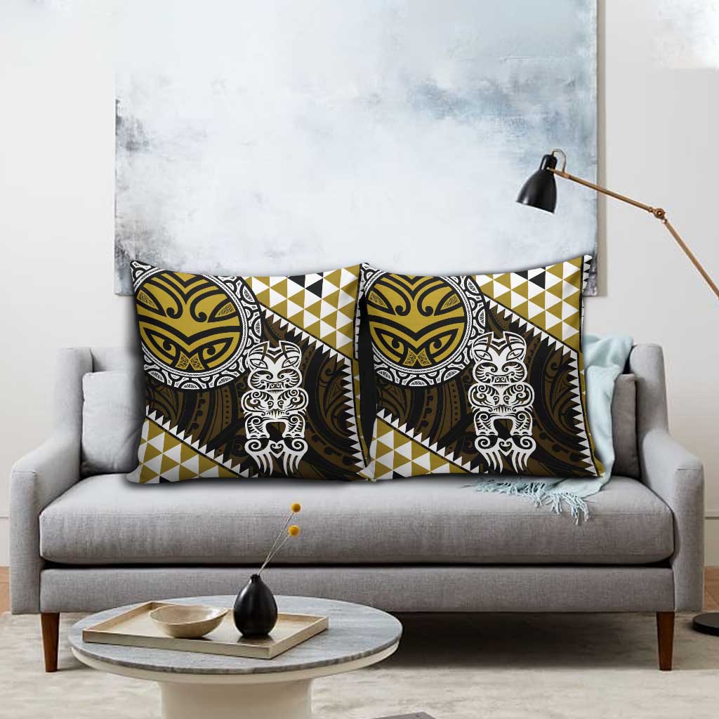 Yellow Aotearoa Niho Taniwha Pillow Cover Maori Mythology Tooth - Taniko Motifs - Aussie Hoodie