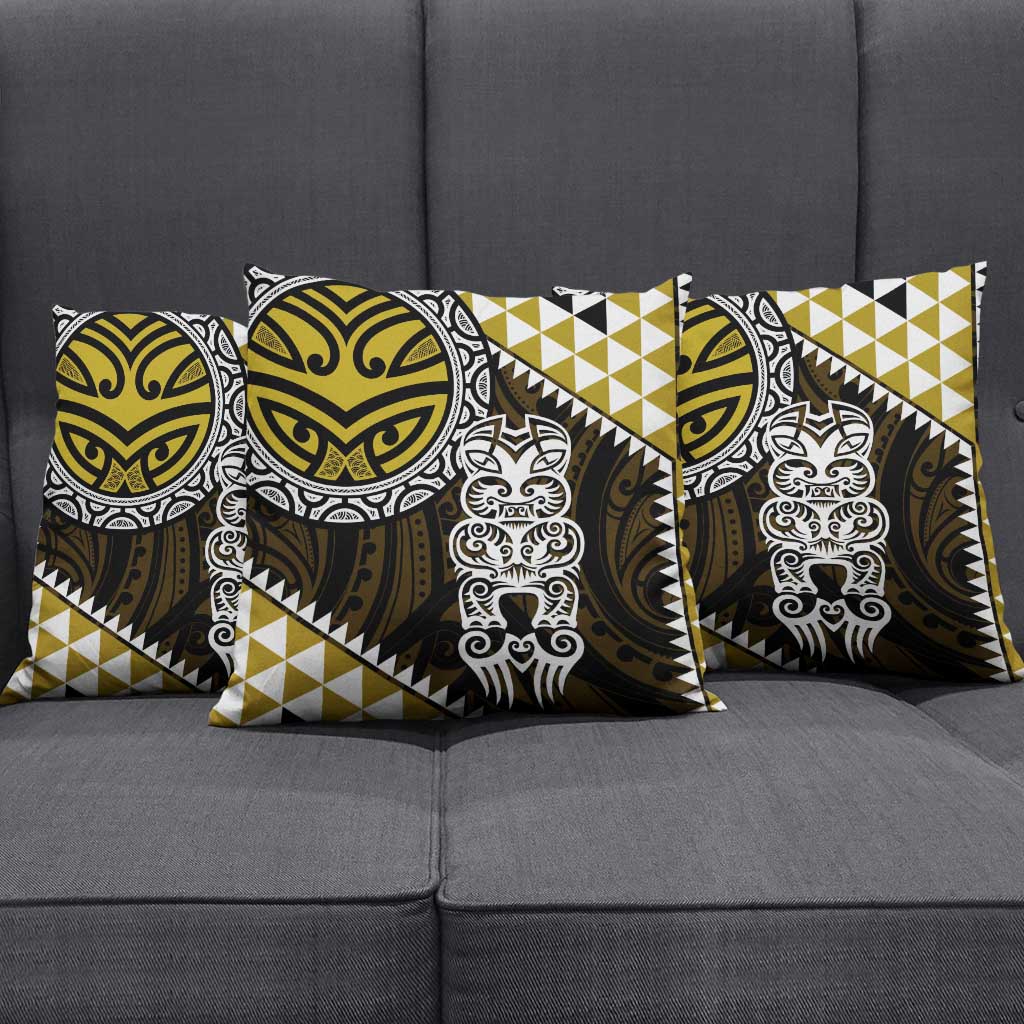 Yellow Aotearoa Niho Taniwha Pillow Cover Maori Mythology Tooth - Taniko Motifs - Aussie Hoodie