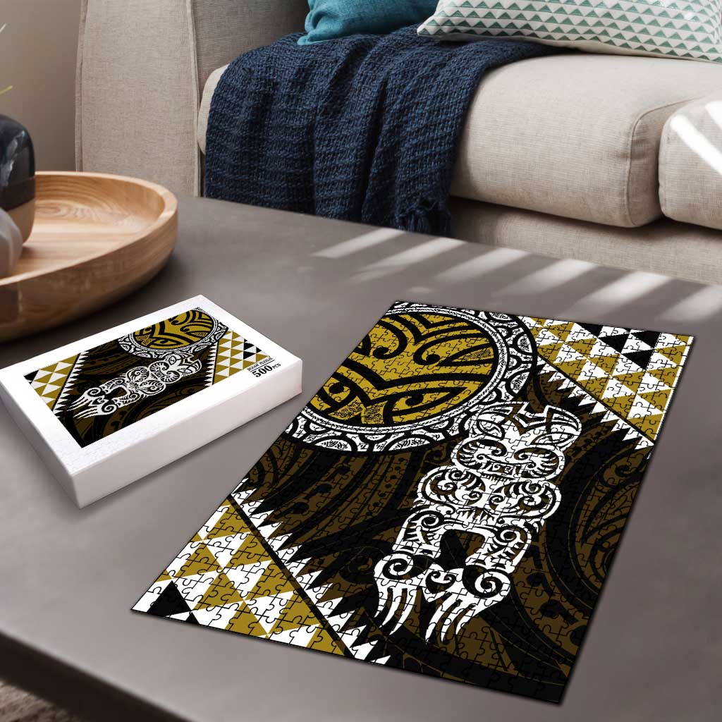 Yellow Aotearoa Niho Taniwha Puzzle Maori Mythology Tooth - Taniko Motifs - Aussie Hoodie