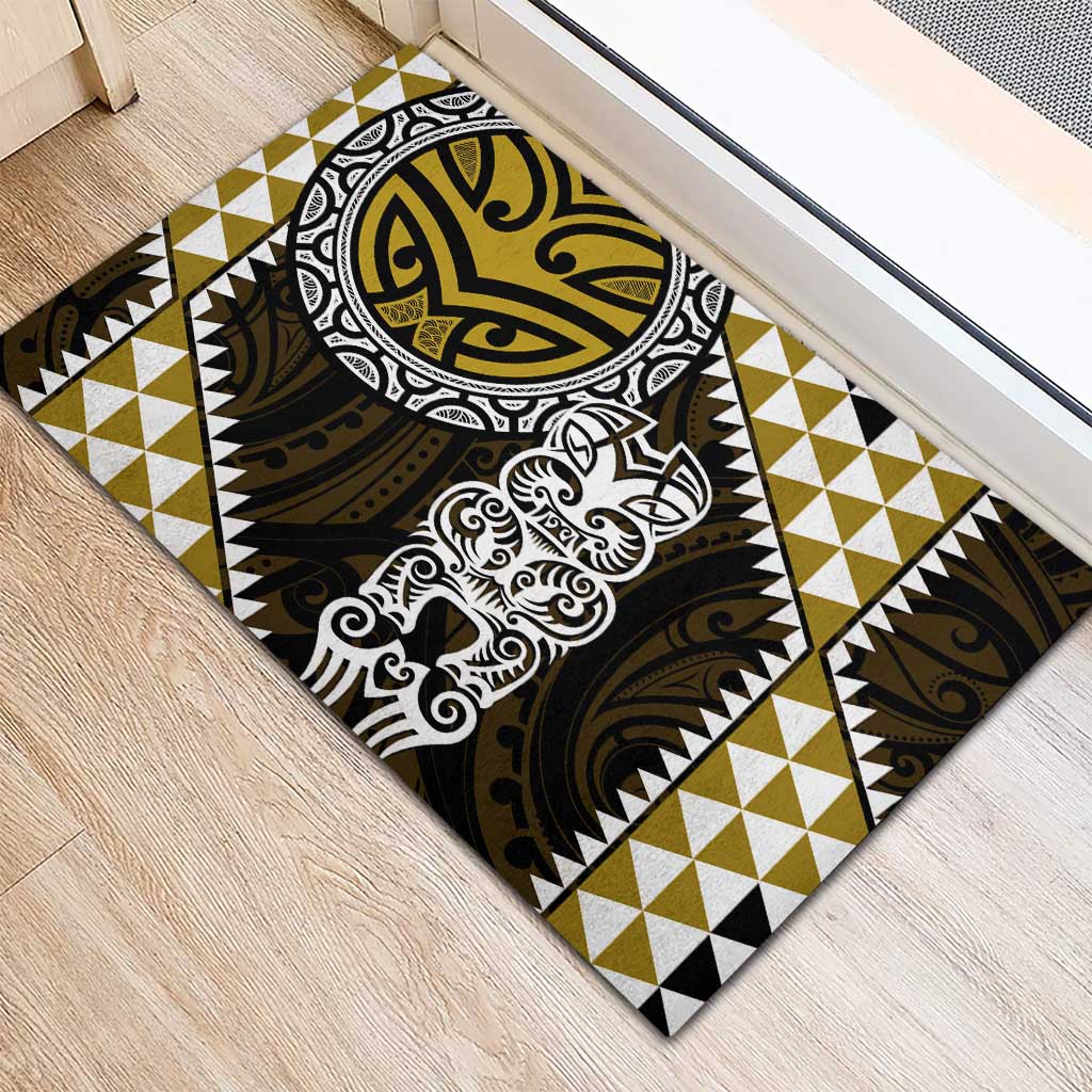 Yellow Aotearoa Niho Taniwha Rubber Doormat Maori Mythology Tooth - Taniko Motifs