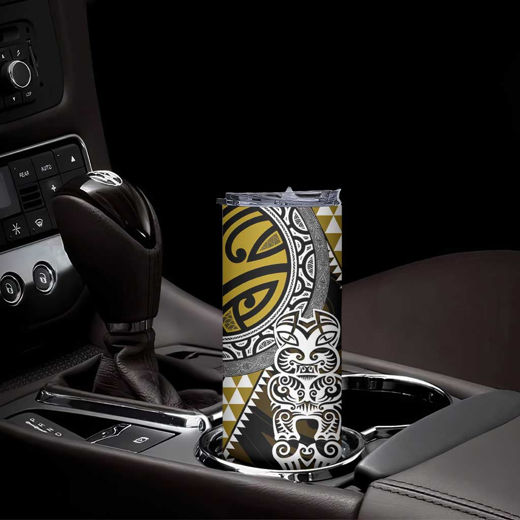 Yellow Aotearoa Niho Taniwha Skinny Tumbler Maori Mythology Tooth - Taniko Motifs