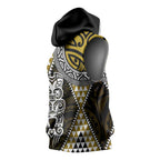Yellow Aotearoa Niho Taniwha Sleeveless Hoodie Maori Mythology Tooth - Taniko Motifs - Aussie Hoodie
