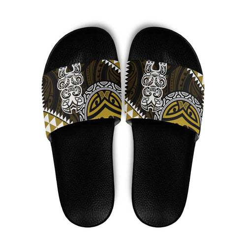 Yellow Aotearoa Niho Taniwha Slide Sandals Maori Mythology Tooth - Taniko Motifs - Aussie Hoodie