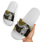 Yellow Aotearoa Niho Taniwha Slide Sandals Maori Mythology Tooth - Taniko Motifs - Aussie Hoodie