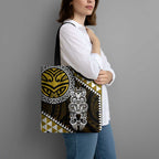 Yellow Aotearoa Niho Taniwha Tote Bag Maori Mythology Tooth - Taniko Motifs - Aussie Hoodie