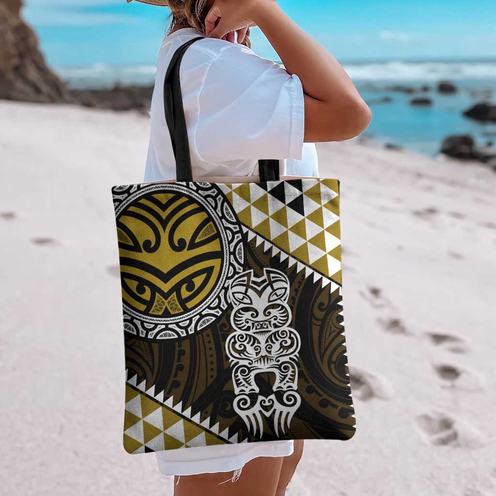 Yellow Aotearoa Niho Taniwha Tote Bag Maori Mythology Tooth - Taniko Motifs - Aussie Hoodie