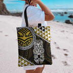 Yellow Aotearoa Niho Taniwha Tote Bag Maori Mythology Tooth - Taniko Motifs - Aussie Hoodie