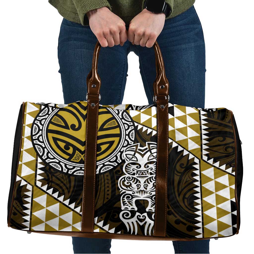 Yellow Aotearoa Niho Taniwha Travel Bag Maori Mythology Tooth - Taniko Motifs - Aussie Hoodie