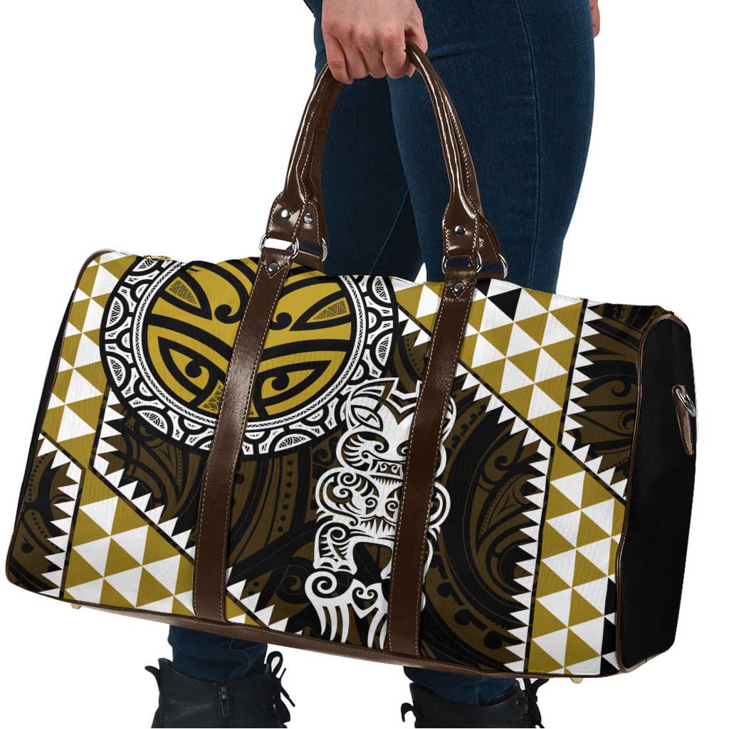 Yellow Aotearoa Niho Taniwha Travel Bag Maori Mythology Tooth - Taniko Motifs - Aussie Hoodie