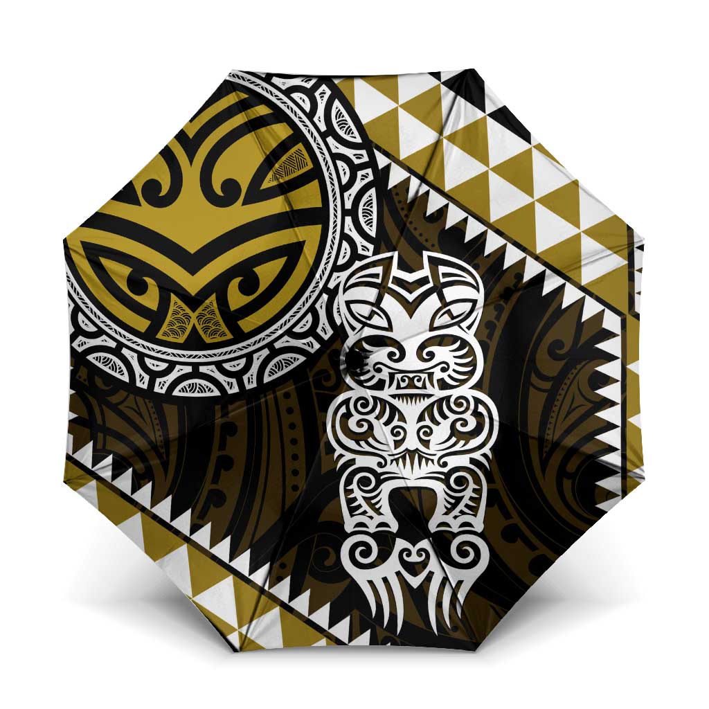 Yellow Aotearoa Niho Taniwha Umbrella Maori Mythology Tooth - Taniko Motifs - Aussie Hoodie