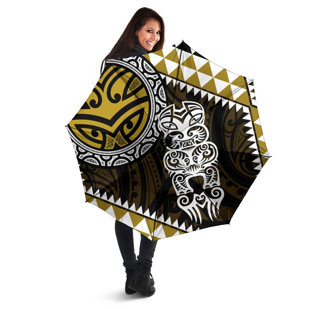 Yellow Aotearoa Niho Taniwha Umbrella Maori Mythology Tooth - Taniko Motifs - Aussie Hoodie