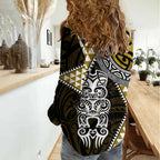 Yellow Aotearoa Niho Taniwha Women Casual Shirt Maori Mythology Tooth - Taniko Motifs