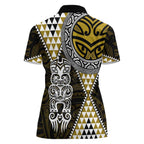 Yellow Aotearoa Niho Taniwha Women Polo Shirt Maori Mythology Tooth - Taniko Motifs