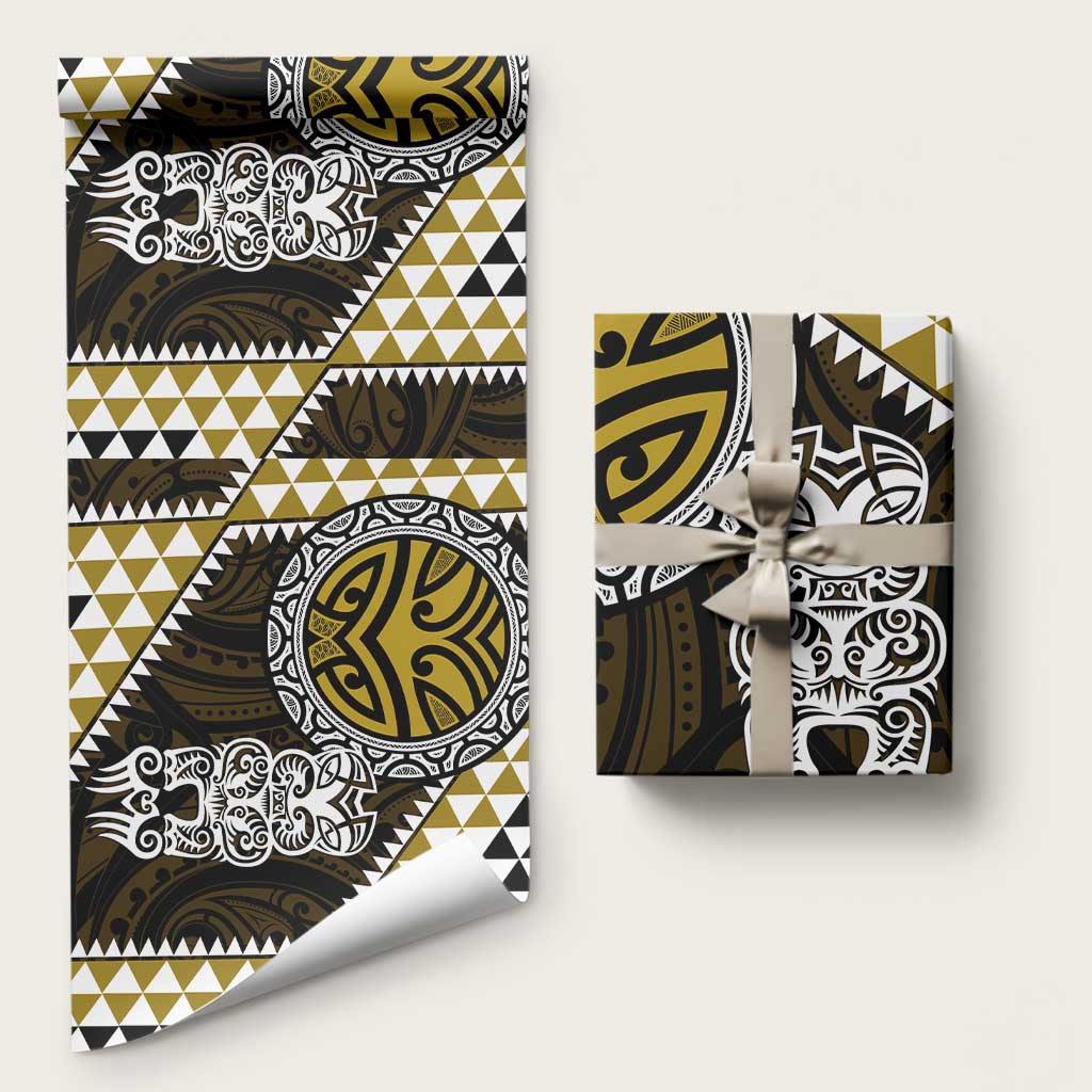 Yellow Aotearoa Niho Taniwha Wrapping Paper Maori Mythology Tooth - Taniko Motifs - Aussie Hoodie